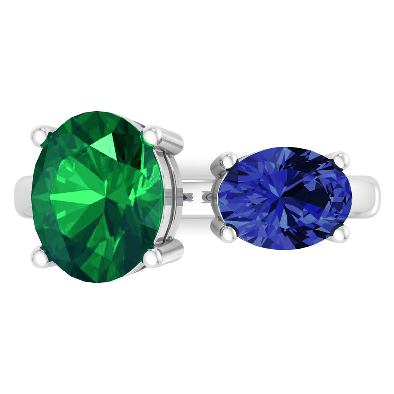 Martha Stewart 3 3/4ctw. Emerald & Sapphire Two Stone Ring In Sterling Silver image number null